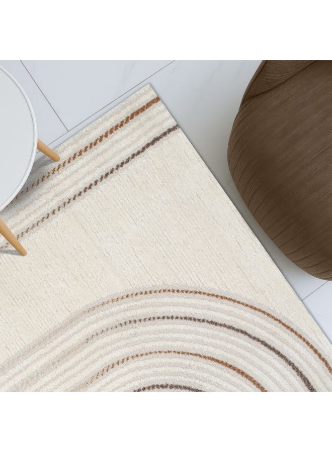 DANUBE HOME La Perle Modern Abstracts Rug |Washable Modern Rugs Style | Polypropylene+Polyester Area Rug Floor Covering | Indoor Carpet For Living Room Dining Bedroom 160X230cm-White Rust-231200400516 - Image 1