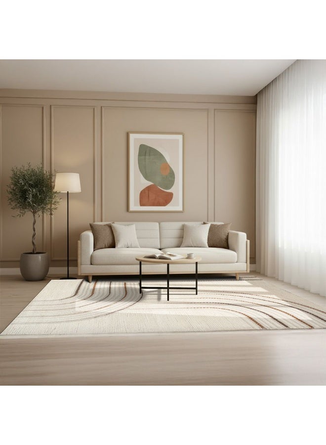 DANUBE HOME La Perle Modern Abstracts Rug |Washable Modern Rugs Style | Polypropylene+Polyester Area Rug Floor Covering | Indoor Carpet For Living Room Dining Bedroom 160X230cm-White Rust-231200400516 - Image 2