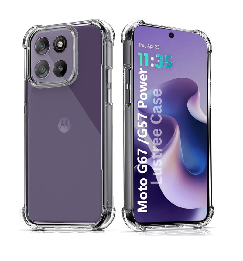 Lustree Lustre Back Cover Transparent Case Compatible with Motorola Moto G57 Power /G67 Power | Slim Soft TPU Case, Anti-Scratch Cover with Four-Corner Protection Raised Camera Guard - Image 1