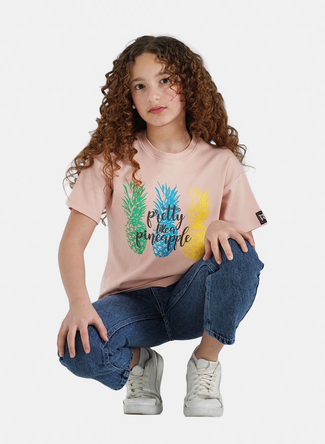 ريمينت تيشرت للبنات برسمة الاناناس كشمير  - Image 3