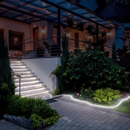 Lucienstar Neon Rope Lights 32.8ft, 6000K White Dimmable LED Strip Lights, 24V Flexible Cuttable IP67 Waterproof LED Rope Lights for Bedroom Indoor Outdoor (Power Adapter Included) - Image 5