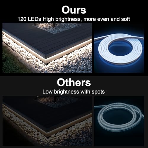 Lucienstar Neon Rope Lights 32.8ft, 6000K White Dimmable LED Strip Lights, 24V Flexible Cuttable IP67 Waterproof LED Rope Lights for Bedroom Indoor Outdoor (Power Adapter Included) - Image 4
