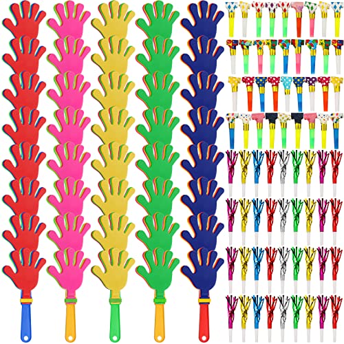 Yunsailing 112 Pcs Party Noise Makers Bulk Include Hand Clapper Noisemaker Fringed Paper Blowouts Horns for Sporting Events Kids Adults 2026 New Year Christmas Birthday Game Rewards Cheer Supplies - Image 1