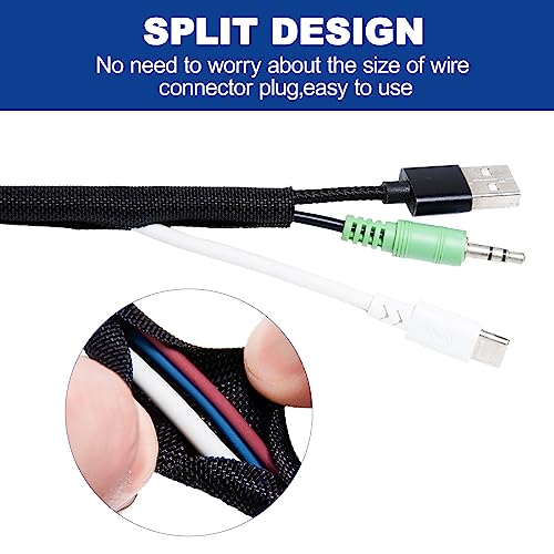 teziicus Split-Sleeve Wire Loom for High-Temperature Automotive Harness and Home Cable Management, 25ft - 1/4 inch Braided Cable Management Sleeve Cord Protector, Self-Wrapping Split Wire Loom - Image 5