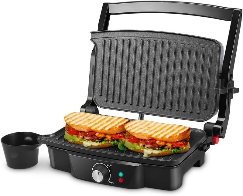 ISILER Panini Maker, 2 Slice Panini Press Grill, Electric Sandwich Maker Non-Stick Coated Plates, Opens 180 Degrees for Cooking Breakfast Snacks - Image 1
