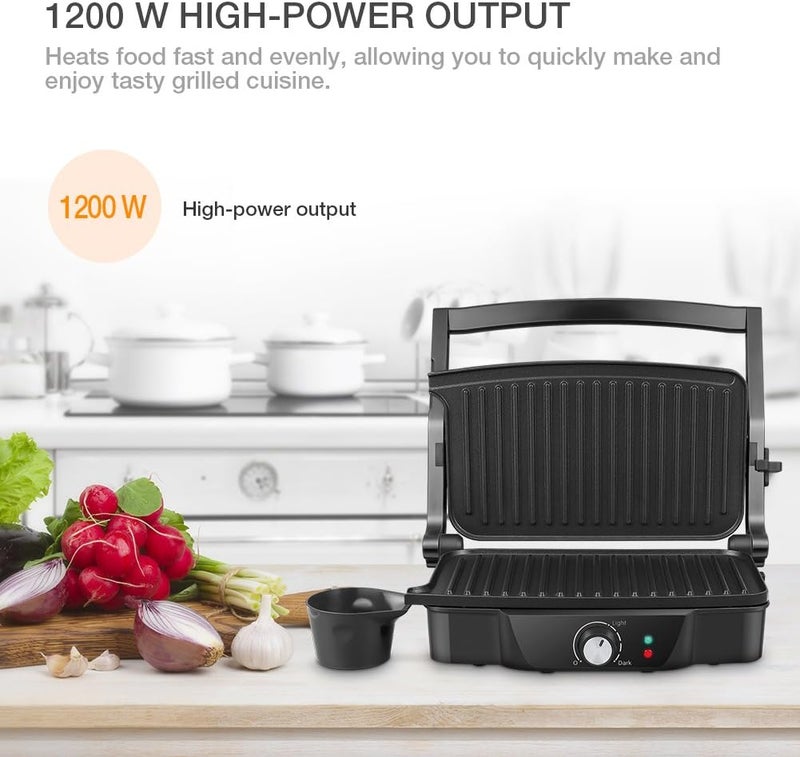 ISILER Panini Maker, 2 Slice Panini Press Grill, Electric Sandwich Maker Non-Stick Coated Plates, Opens 180 Degrees for Cooking Breakfast Snacks - Image 3