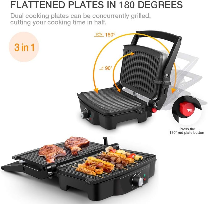 ISILER Panini Maker, 2 Slice Panini Press Grill, Electric Sandwich Maker Non-Stick Coated Plates, Opens 180 Degrees for Cooking Breakfast Snacks - Image 5