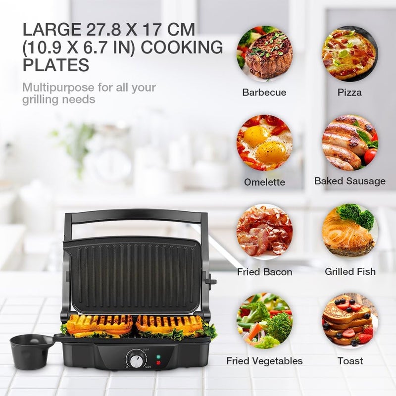 ISILER Panini Maker, 2 Slice Panini Press Grill, Electric Sandwich Maker Non-Stick Coated Plates, Opens 180 Degrees for Cooking Breakfast Snacks - Image 2