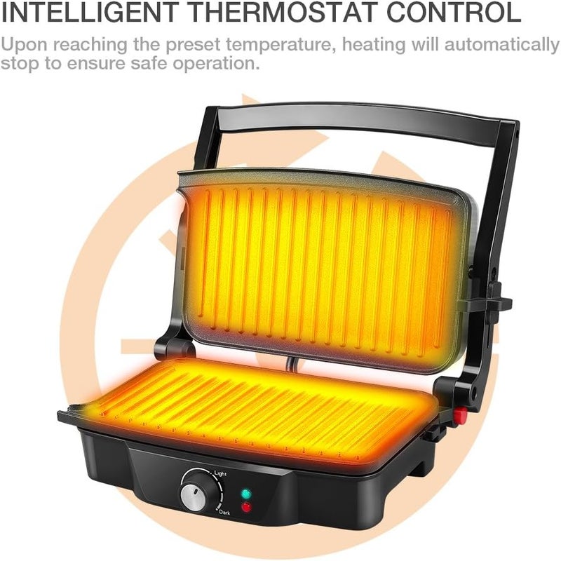ISILER Panini Maker, 2 Slice Panini Press Grill, Electric Sandwich Maker Non-Stick Coated Plates, Opens 180 Degrees for Cooking Breakfast Snacks - Image 4