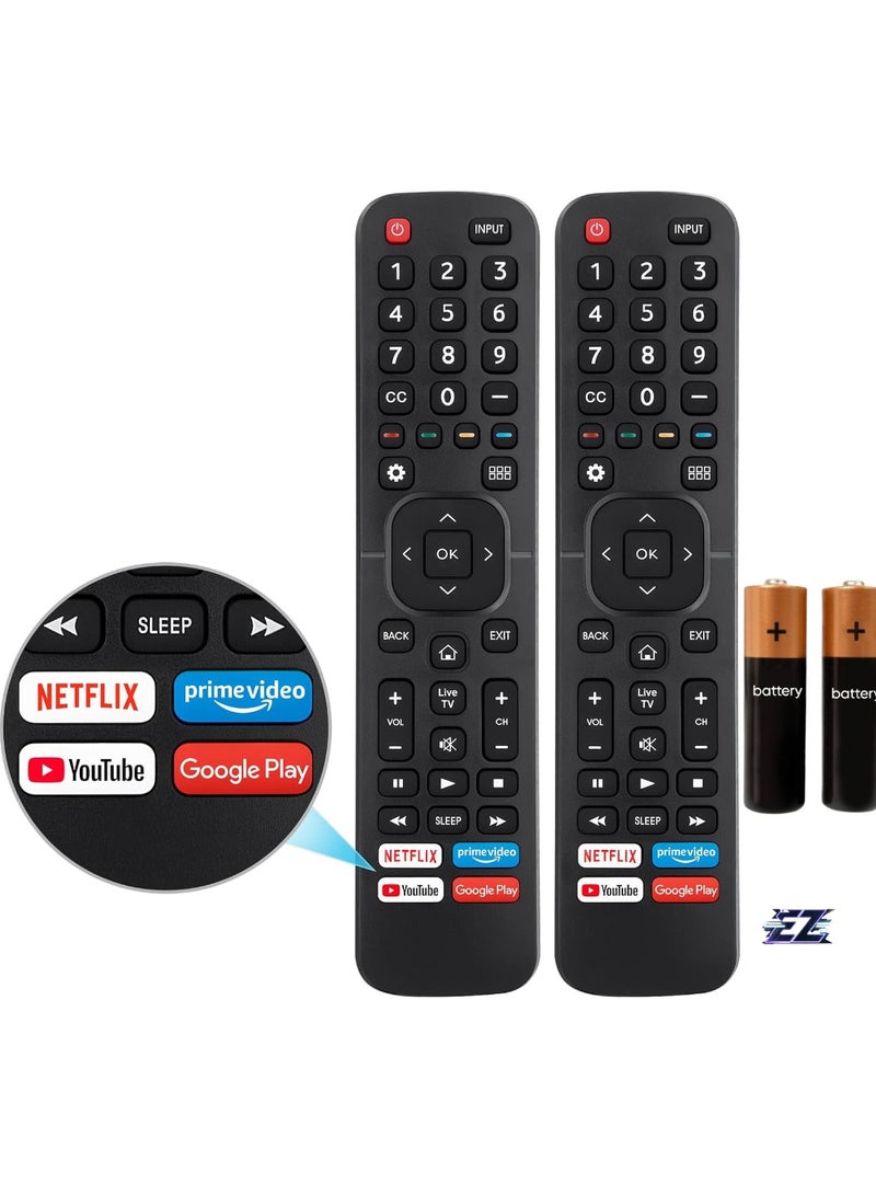 ELTRAZONE 【2 Pack】 New Universal Remote Control for All Hisense TV Remotes - Replacement EN2A27 with Netflix, Prime Video, YouTube, Google Play - Includes Battery - Image 1