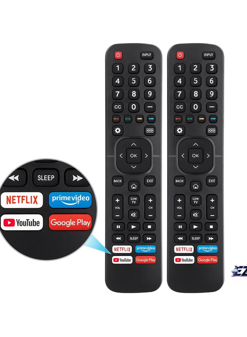 ELTRAZONE 【2 Pack】 New Universal Remote Control for All Hisense TV Remotes - Replacement EN2A27 with Netflix, Prime Video, YouTube, Google Play - Includes Battery - Image 2