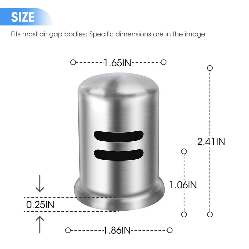 SDSNTE Dishwasher Air Gap Cover D201-1-62 Fits Most Air Gap Bodies With Solid Brass Inside And Brushed Nickel Surface  Cap Only  Pack Of 1 - Image 2