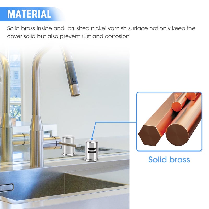 SDSNTE Dishwasher Air Gap Cover D201-1-62 Fits Most Air Gap Bodies With Solid Brass Inside And Brushed Nickel Surface  Cap Only  Pack Of 1 - Image 3