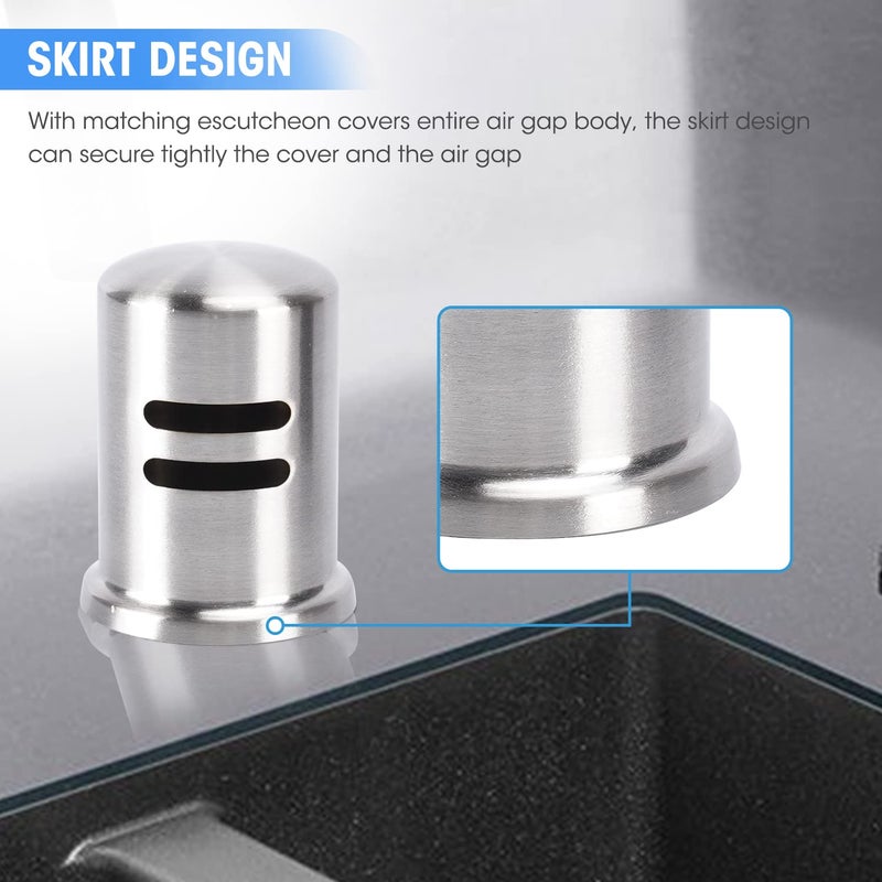 SDSNTE Dishwasher Air Gap Cover D201-1-62 Fits Most Air Gap Bodies With Solid Brass Inside And Brushed Nickel Surface  Cap Only  Pack Of 1 - Image 5