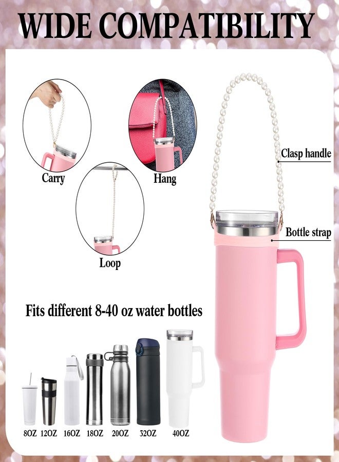 SiliFine Silicone Water Bottle Handle Holder with Strap Water Bottle Sling Water Bottle Carrier Holder with Strap Compatible with Stanley Cup Accessories Fits Most 8-40 oz Bottles (Pink) - Image 3