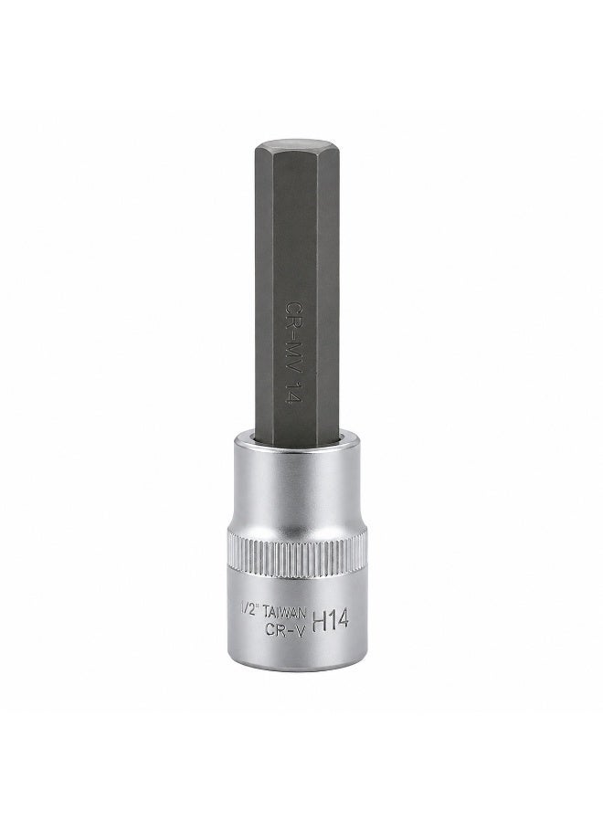 H14 Hex Bit Socket 1/2 Inch Drive, 4 Inch Long Chrome Vanadium Steel Allen Socket Tool for Ratchet, Car Repair, Workshop & DIY Maintenance - Image 1