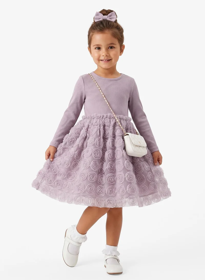 نيم ات فستان ميدي بناتي من قماش التول