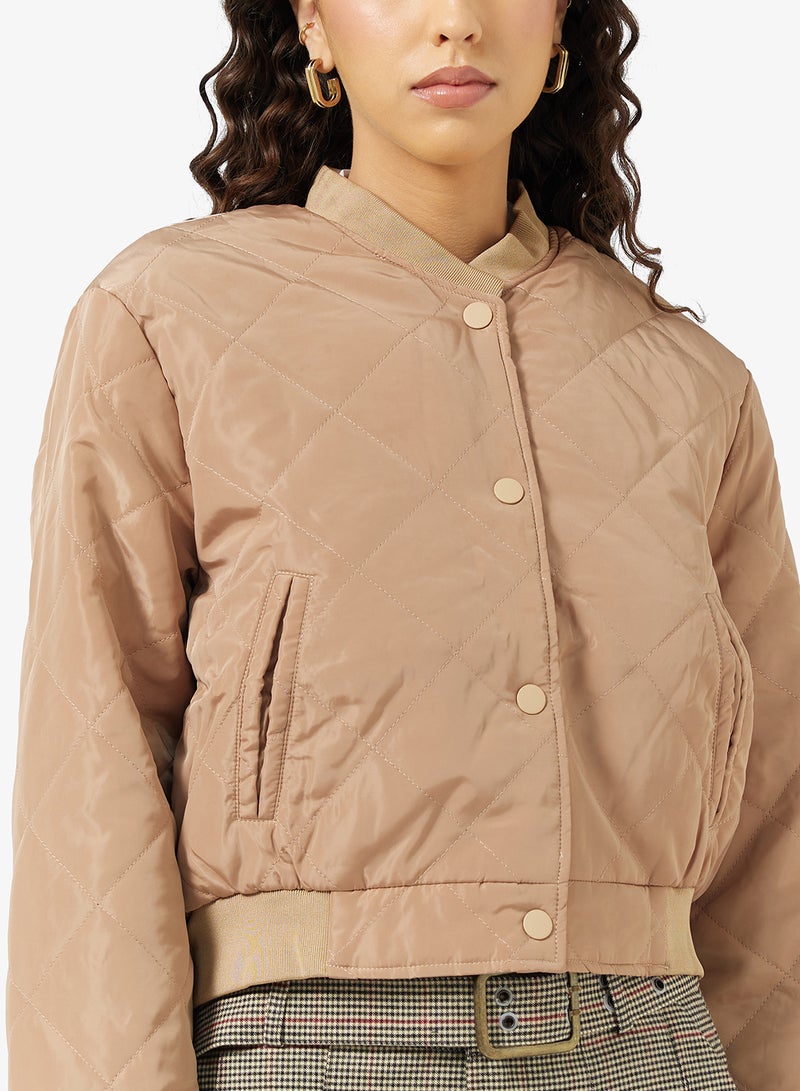 Ginger Quilted Button Up Bomber Jacket - Image 3