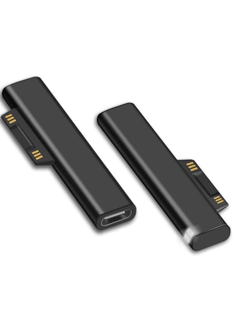 Captaintech - Surface Connect to USB C Charging Connector Compatible for Microsoft Surface Pro 7 6 5 4 3 Go 1 2 Surface Laptop 4 3 2 1 Works with 45W 15V3A USBC Power Supply and 3A USB-C Cable 2 Pcs - Image 1