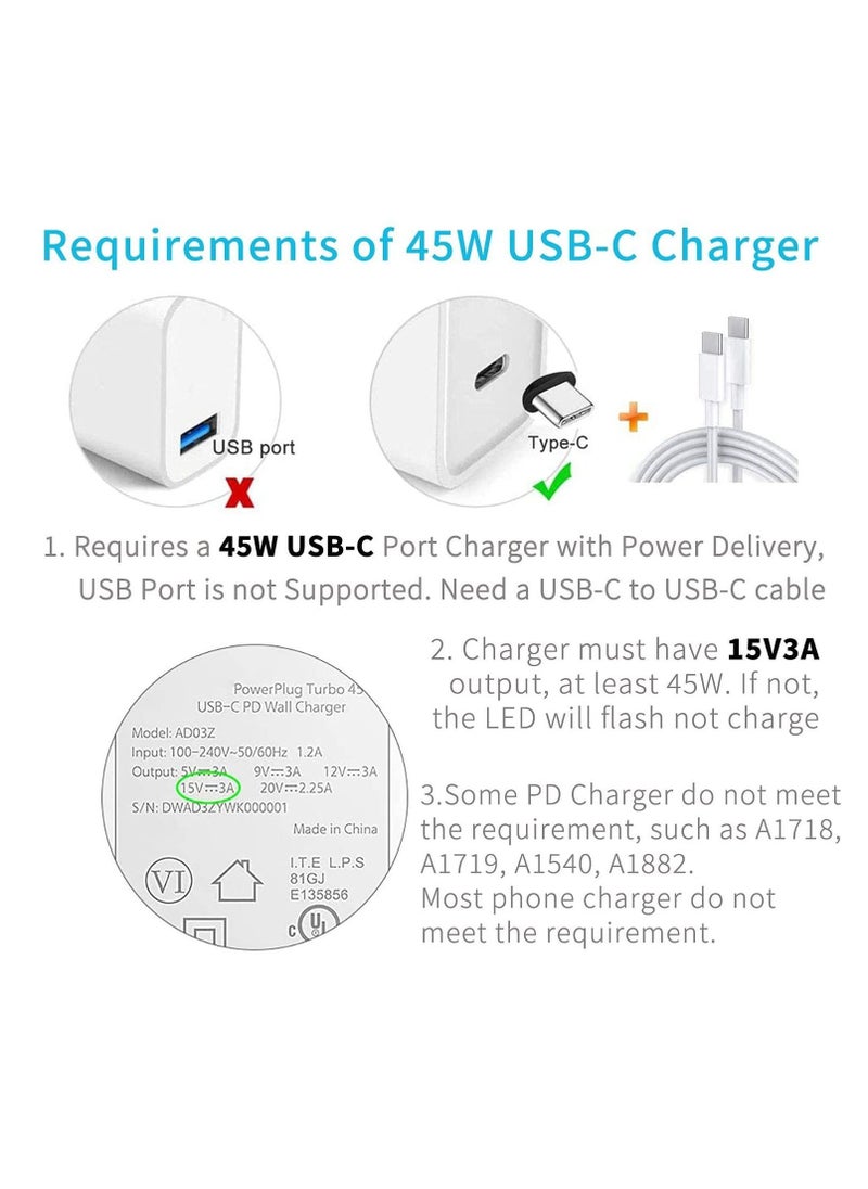 Captaintech - Surface Connect to USB C Charging Connector Compatible for Microsoft Surface Pro 7 6 5 4 3 Go 1 2 Surface Laptop 4 3 2 1 Works with 45W 15V3A USBC Power Supply and 3A USB-C Cable 2 Pcs - Image 1
