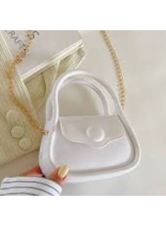 Fashion Mini Crossbody Purse Shoulder Bag With Chain Strap White Color - Image 1