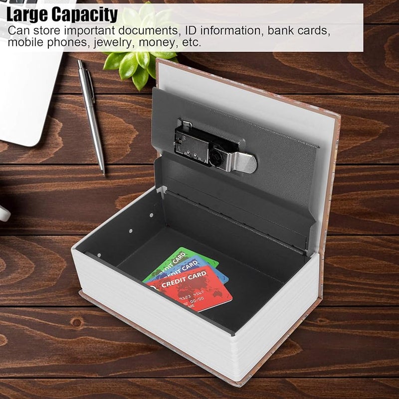 خزنة كتب بقفل مركب حاوية سرية مخفية للنقود والمجوهرات وتخزين النقود - Image 3