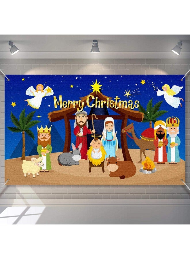 تاتو خلفية مشهد ميلاد المسيح، خلفية دينية مسيحية، دعامة كشك تصوير عيد الميلاد لتزيين حفلات الكريسماس، لوازم حفلات رأس السنة الشتوية - Image 1