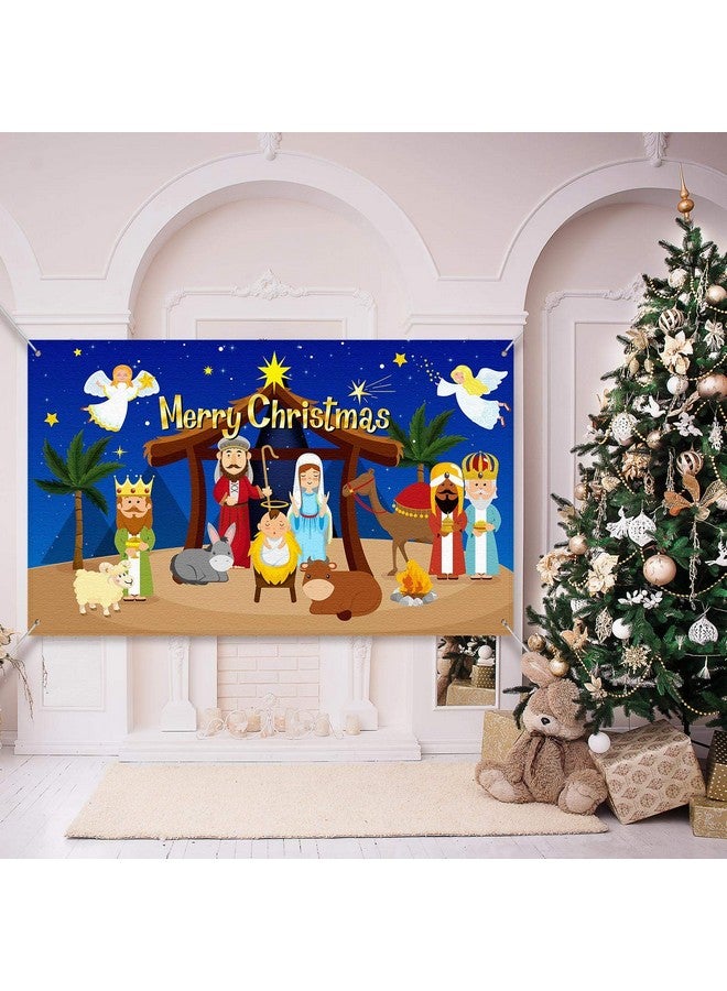 تاتو خلفية مشهد ميلاد المسيح، خلفية دينية مسيحية، دعامة كشك تصوير عيد الميلاد لتزيين حفلات الكريسماس، لوازم حفلات رأس السنة الشتوية - Image 5