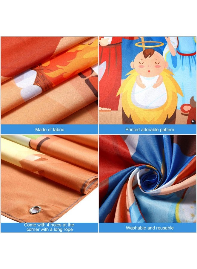 تاتو خلفية مشهد ميلاد المسيح، خلفية دينية مسيحية، دعامة كشك تصوير عيد الميلاد لتزيين حفلات الكريسماس، لوازم حفلات رأس السنة الشتوية - Image 3