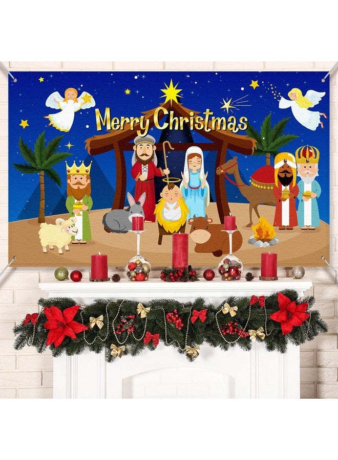 تاتو خلفية مشهد ميلاد المسيح، خلفية دينية مسيحية، دعامة كشك تصوير عيد الميلاد لتزيين حفلات الكريسماس، لوازم حفلات رأس السنة الشتوية - Image 4