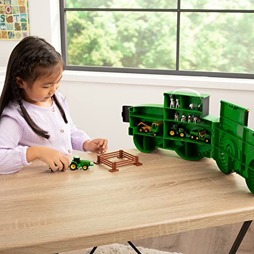John Deere TOMY John Deere Tractor Toys  Value Set and Carrying Case  Portable TractorShaped Carrying Case with 10 Compartments  Farm Toys  18 Count  3 Years and Up - Image 5