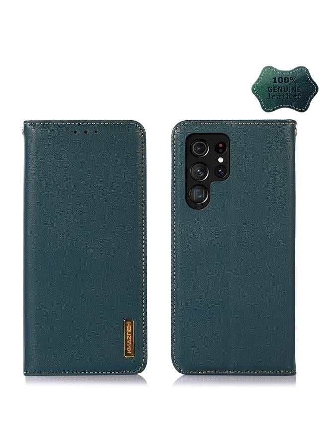 S-TOP Case For Samsung Galaxy S22 Ultra 5G KHAZNEH Nappa Top Layer Cowhide Leather Phone Case - Image 1