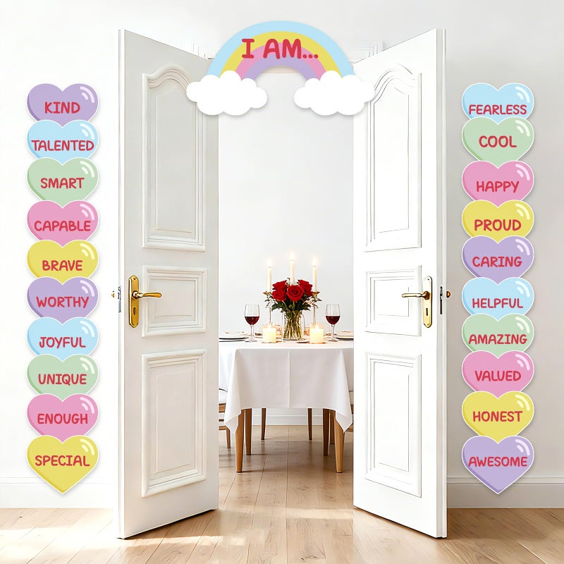 Sereliy Valentine's Day Door Border Decorations, Hearts Positive Affirmation Classroom Bulletin Board Decorations, Valentine Cutouts for Kindergarten Primary School Teacher Supplies (Heart) - Image 5