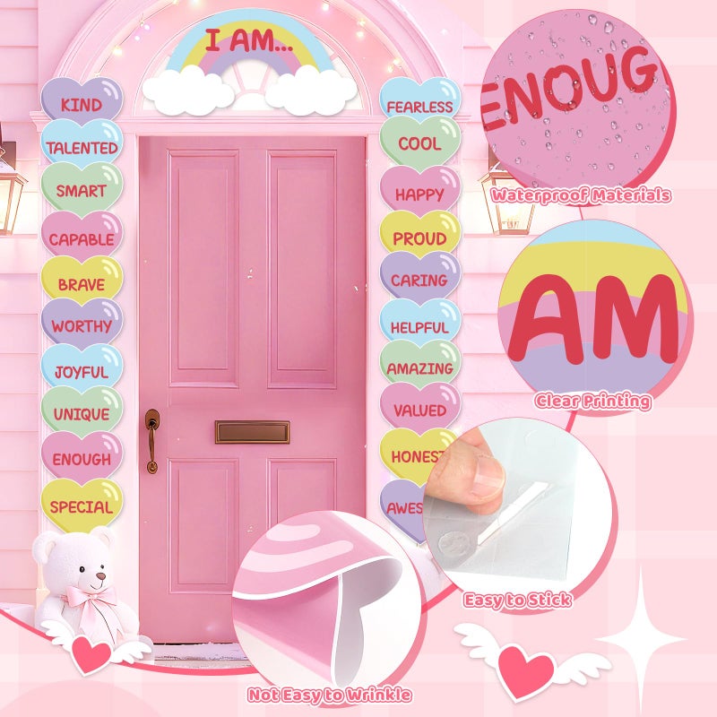 Sereliy Valentine's Day Door Border Decorations, Hearts Positive Affirmation Classroom Bulletin Board Decorations, Valentine Cutouts for Kindergarten Primary School Teacher Supplies (Heart) - Image 4