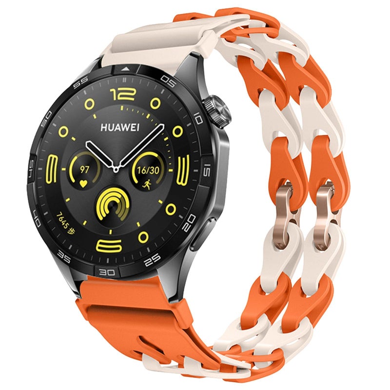 TERRIFI 22mm Silicone Watch Strap Compatible with Huawei Watch GT5/GT4/GT5 Pro/Watch 4 (46mm), Durable Sport Band for Men Women (Orange Starlight) - Image 2