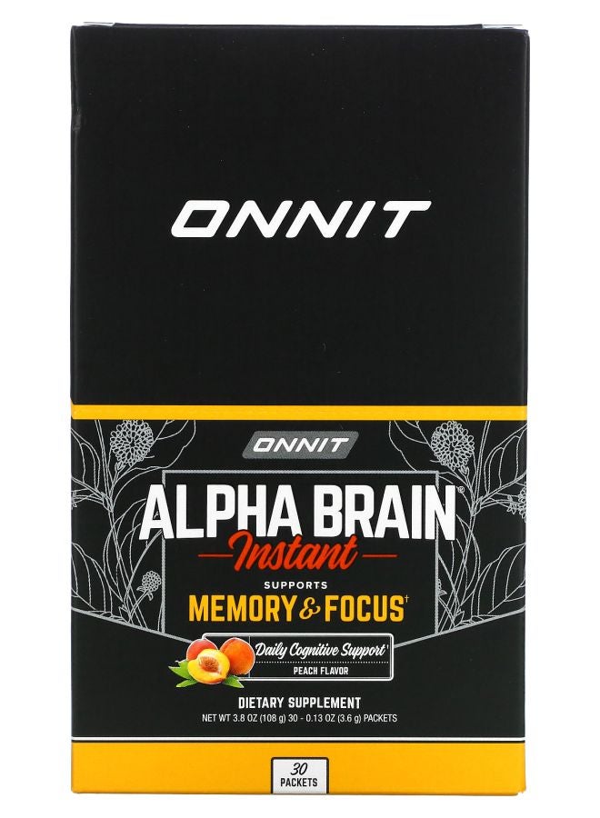 Onnit Alpha Brain® Instant Peach 30 Packets 0.13 oz (3.6 g) Each