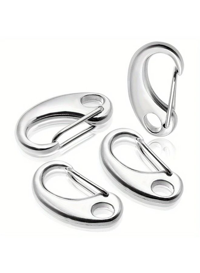 4pcs Silvery Stainless Steel Carabiner Clips 4.8cm Marine Grade Flag Pole Hooks - Image 1