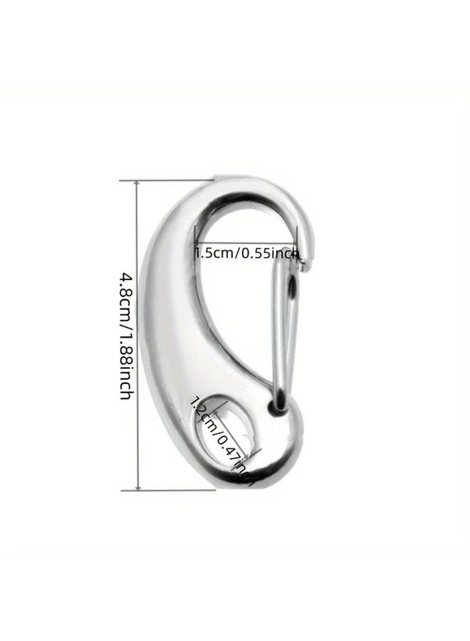 4pcs Silvery Stainless Steel Carabiner Clips 4.8cm Marine Grade Flag Pole Hooks - Image 4