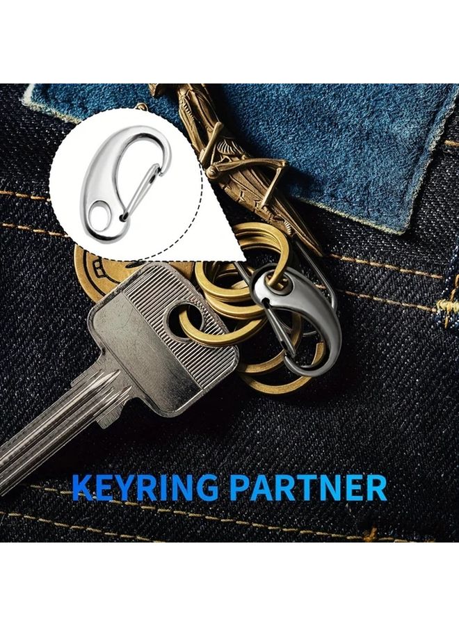 4pcs Silvery Stainless Steel Carabiner Clips 4.8cm Marine Grade Flag Pole Hooks - Image 5