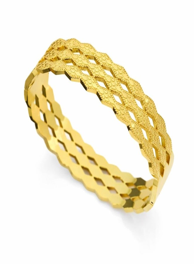 MEENAZ Gold Bangle Set Broad Design Bracelet for Women Stylish |Stainless Steel Design Kada for Girls| Anti Tarnish Jewellery for women | Valentine Gift for girlfriend Wife gifts for woman-447 - Image 1