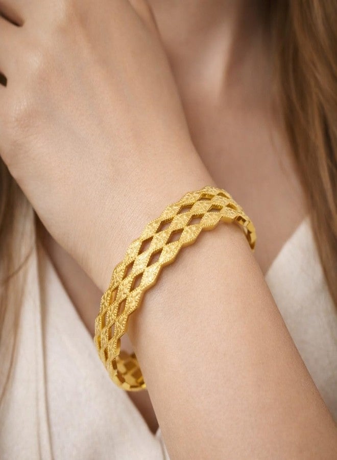 MEENAZ Gold Bangle Set Broad Design Bracelet for Women Stylish |Stainless Steel Design Kada for Girls| Anti Tarnish Jewellery for women | Valentine Gift for girlfriend Wife gifts for woman-447 - Image 2
