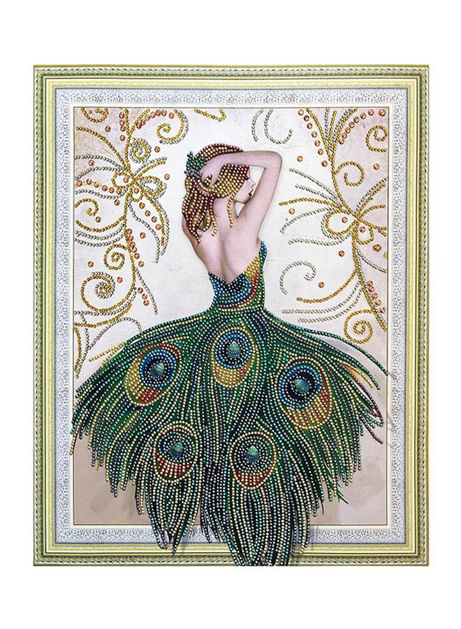 NIBEMINENT DIY 5D Diamond Embroidery Cross Stitch Peacock Feather Painting Kit Multicolour 50x40centimeter - Image 1