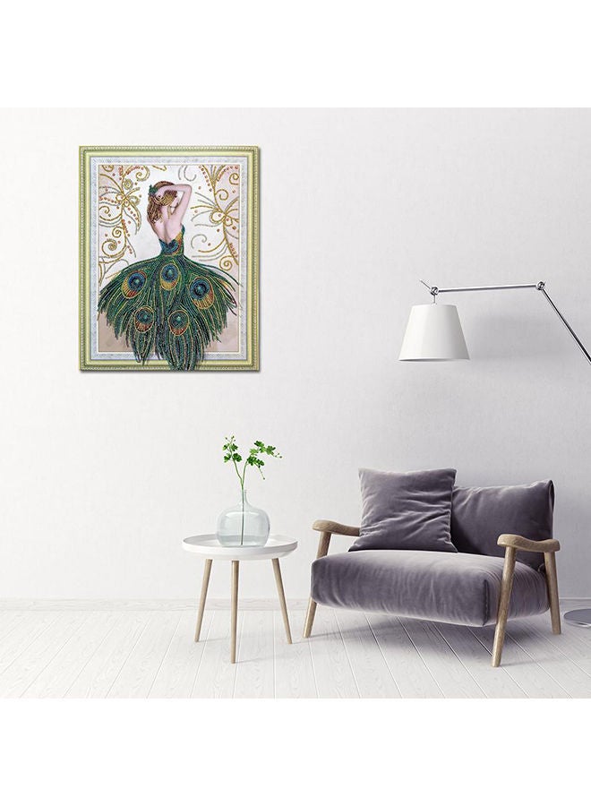 NIBEMINENT DIY 5D Diamond Embroidery Cross Stitch Peacock Feather Painting Kit Multicolour 50x40centimeter - Image 2