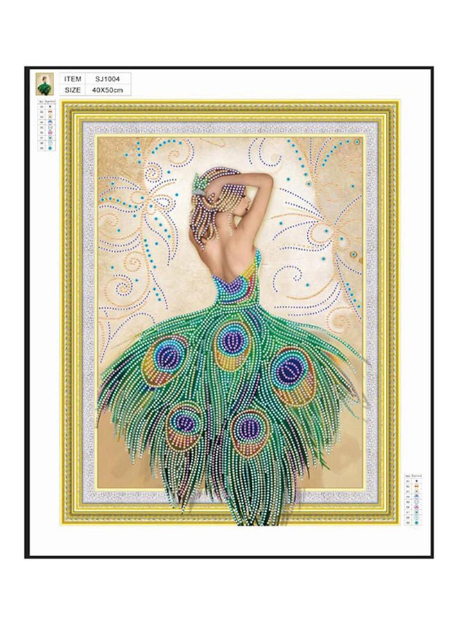 NIBEMINENT DIY 5D Diamond Embroidery Cross Stitch Peacock Feather Painting Kit Multicolour 50x40centimeter - Image 5