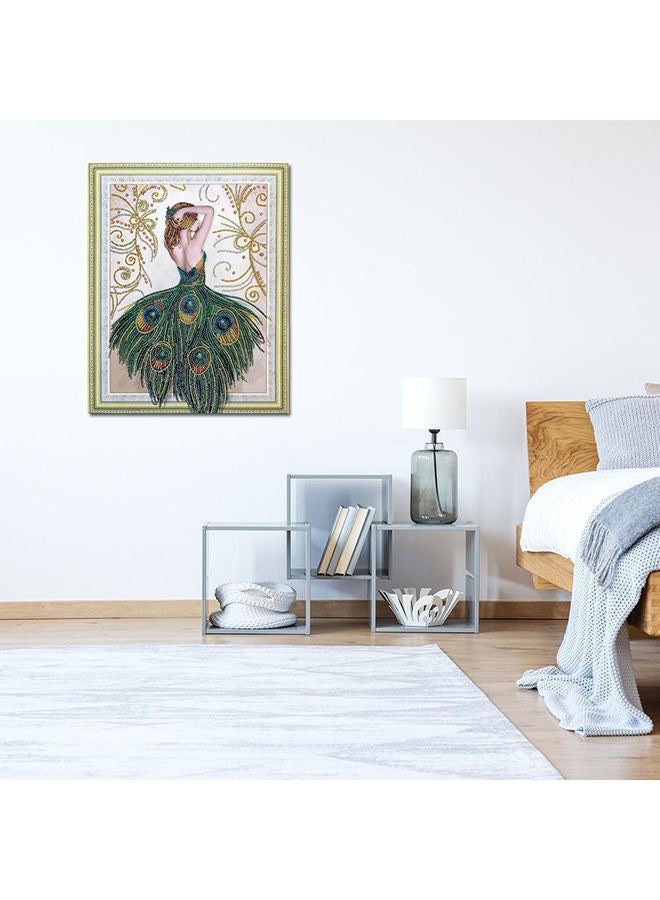 NIBEMINENT DIY 5D Diamond Embroidery Cross Stitch Peacock Feather Painting Kit Multicolour 50x40centimeter - Image 3