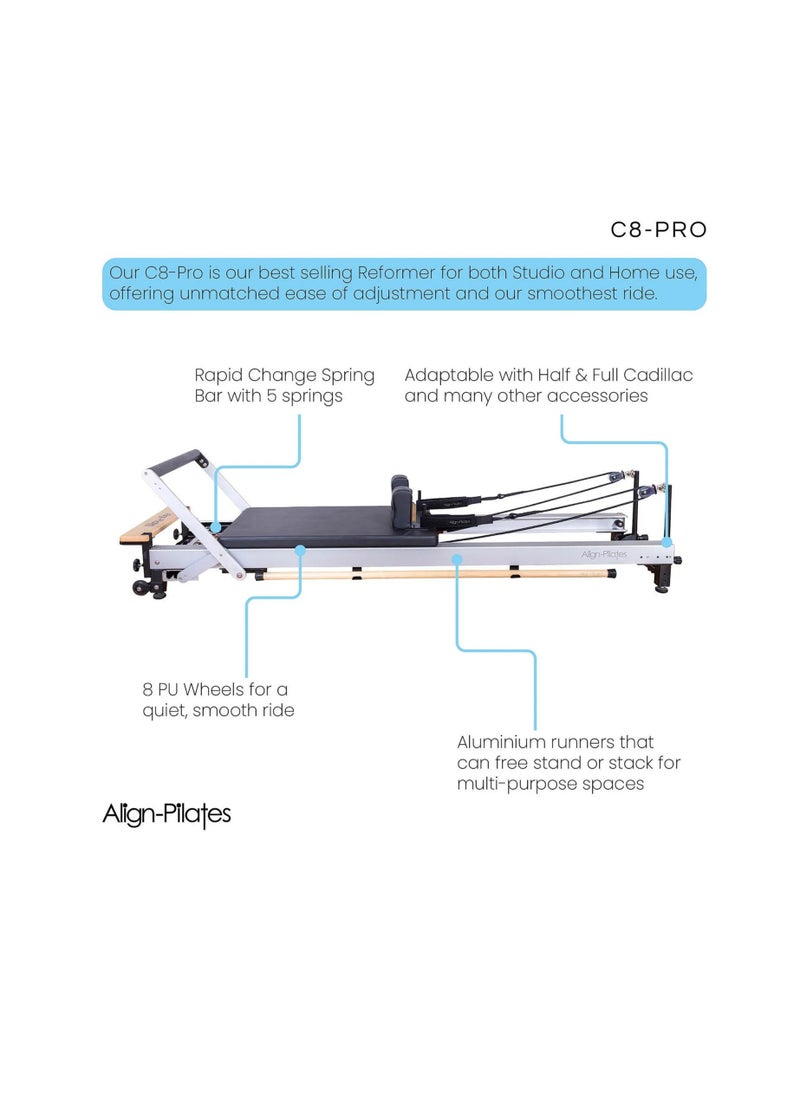Align-Pilates C8-Pro Reformer – Premium Pilates Reformer with Adjustable Features for Studio & Home Use