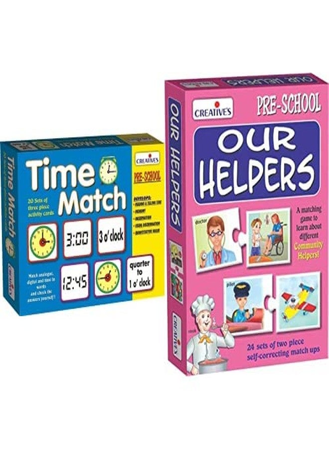 Creative Educational Aids P. Ltd. - CRE1062 Time Match Card Game (Multi-Color) CRE0630 Our Helpers Puzzle (Multi-Color, 48 Pieces) - Image 1