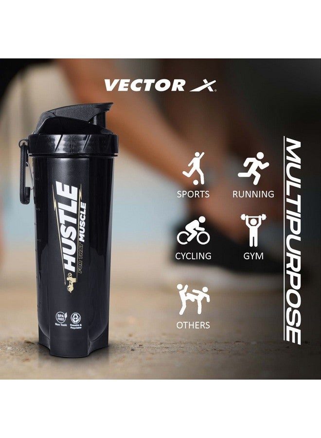 Vector X Plastic Gym Energy Shaker Bottle, Leakproof Guarantee Sipper Bottle Ideal for Protein, Preworkout and Bcaas, BPA-Free Material (Black, 600 Milliliters) (Black) - Image 3