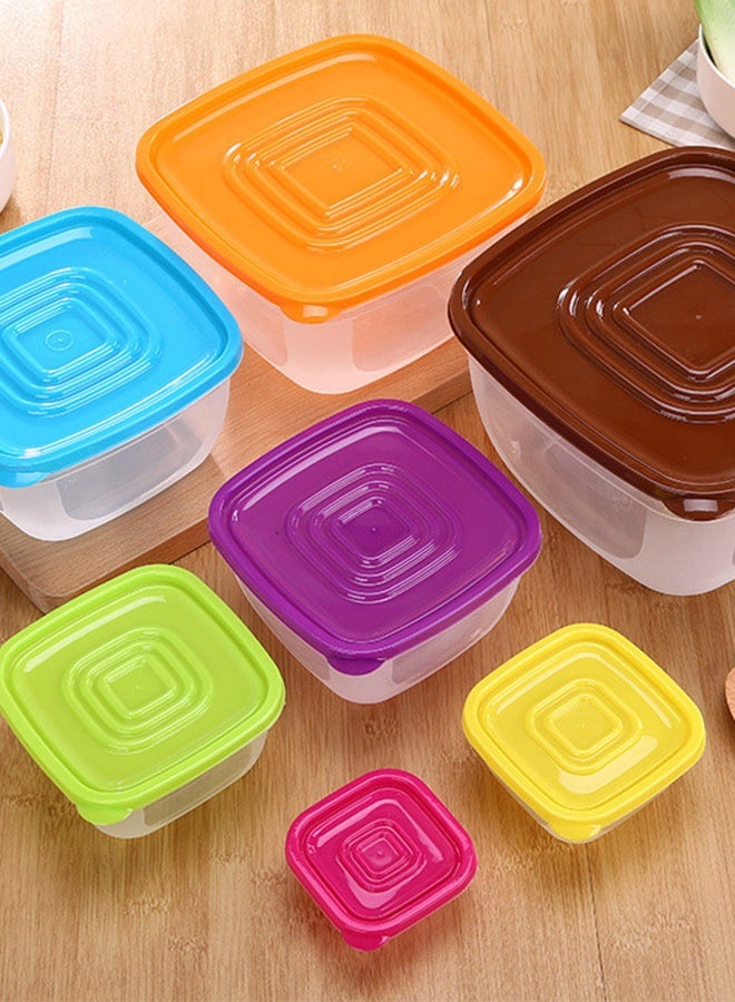 Square Crisper Sealed Storage Box Food Storage 7 Piece Set - Image 3