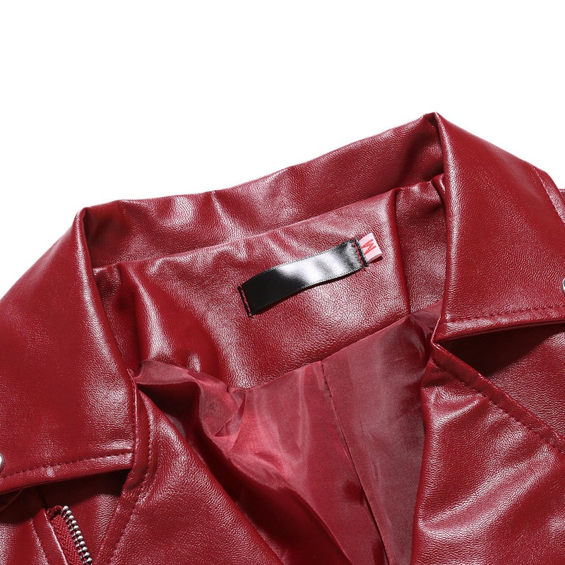 Men'S Jacket 2022 Spring New Lapel Leather Jacket Fashion Zipper Decorative Motorcycle Leather Jacket For Men - Image 5